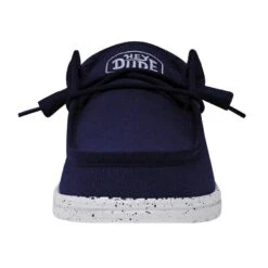 Wally Slub Canvas - Navy -Modern Shoe Hub 40009 410 WALLY SLUB CANVAS NAVY LEFT FRONT