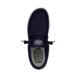Wally Slub Canvas - Navy -Modern Shoe Hub 40009 410 WALLY SLUB CANVAS NAVY LEFT TOP