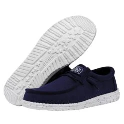 Wally Slub Canvas - Navy -Modern Shoe Hub 40009 410 WALLY SLUB CANVAS NAVY PAIR BOTTOM