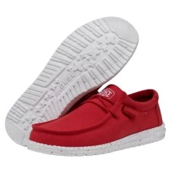 Wally Slub Canvas - Red -Modern Shoe Hub 40009 610 WALLYSLUBCANVAS RED PAIRBOTTOM