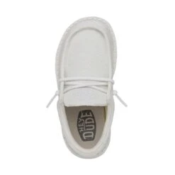 Wally Toddler Slub Canvas - White -Modern Shoe Hub 40029 100 WALLYTODDLERSLUBCANVAS WHITE LEFTTOP