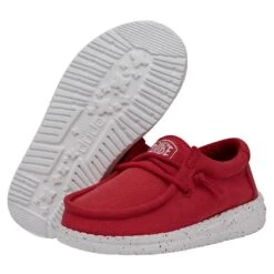 Wally Toddler Slub Canvas - Red -Modern Shoe Hub 40029 610 WALLYTODDLERSLUBCANVAS RED PAIRBOTTOM