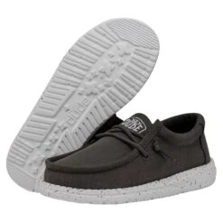 Wally Youth Slub Canvas - Dark Grey -Modern Shoe Hub 40044 029 WALLYYOUTHSLUBCANVAS DARKGREY PAIRBOTTOM