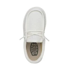 Wally Youth Slub Canvas - White -Modern Shoe Hub 40044 100 WALLYYOUTHSLUBCANVAS WHITE LEFTTOP