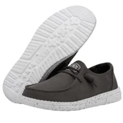 Wendy Slub Canvas - Dark Grey -Modern Shoe Hub 40063 029 WENDY SLUB CANVAS DARK GREY LEFT 3
