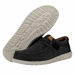 Wally Washed Canvas - Black -Modern Shoe Hub FW23 M 40296 001 WALLY WASHED CANVAS BLACK LEFT PAIROUTSOLE