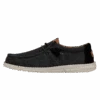 Wally Washed Canvas - Black -Modern Shoe Hub FW23 M 40296 001 WALLY WASHED CANVAS BLACK LEFT PROFILE