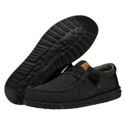 Wally Washed Canvas - Black/Black -Modern Shoe Hub FW23 M 40296 060 WALLY WASHED CANVAS BLACK BLACK LEFT PAIROUTSOLE
