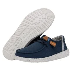 Wendy Washed Canvas - Navy -Modern Shoe Hub FW23 W 40297 410 WENDY WASHED CANVAS NAVY LEFT PAIROUTSOLE